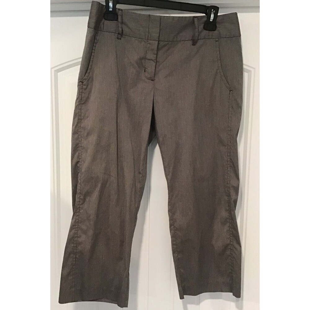 EUC DAISY FUENTES Gray/Taupe STRETCH CAPRI CROPPED Dress/Work PANTS Women's Sz 6